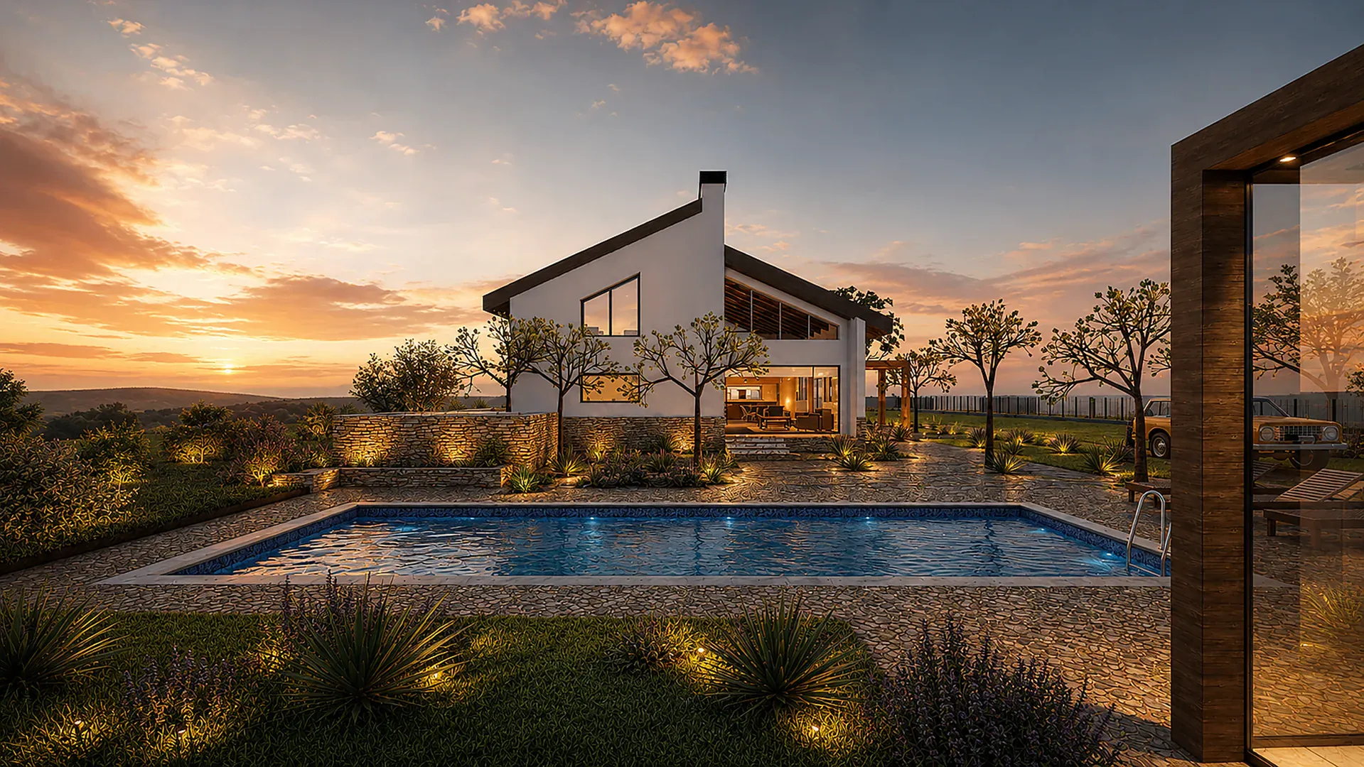 Casa Palmela — moradia unifamiliar contemporânea em propriedade rural de Palmela, com piscina e envolvente natural